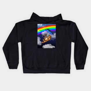 ginger cat with a rainbow Kids Hoodie